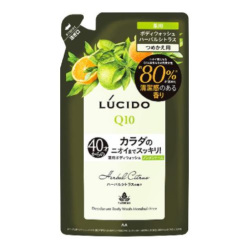 Mandom Lucido เจลอาบน้ำระงับกลิ่นกายสมุนไพร Herb Citrus แบบเติม 380ml