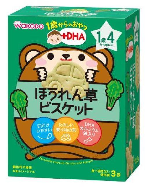 Wakodo บิสกิตผักโขม DHA 10g x 3