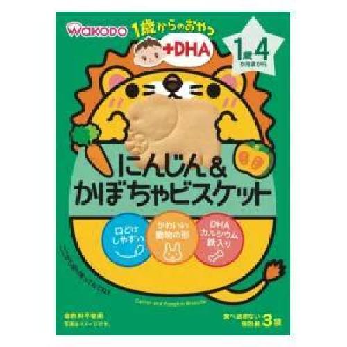 Wakodo ขนมปังกรอบรูปสัตว์ DHA แครอทฟักทอง 11.5g x 3